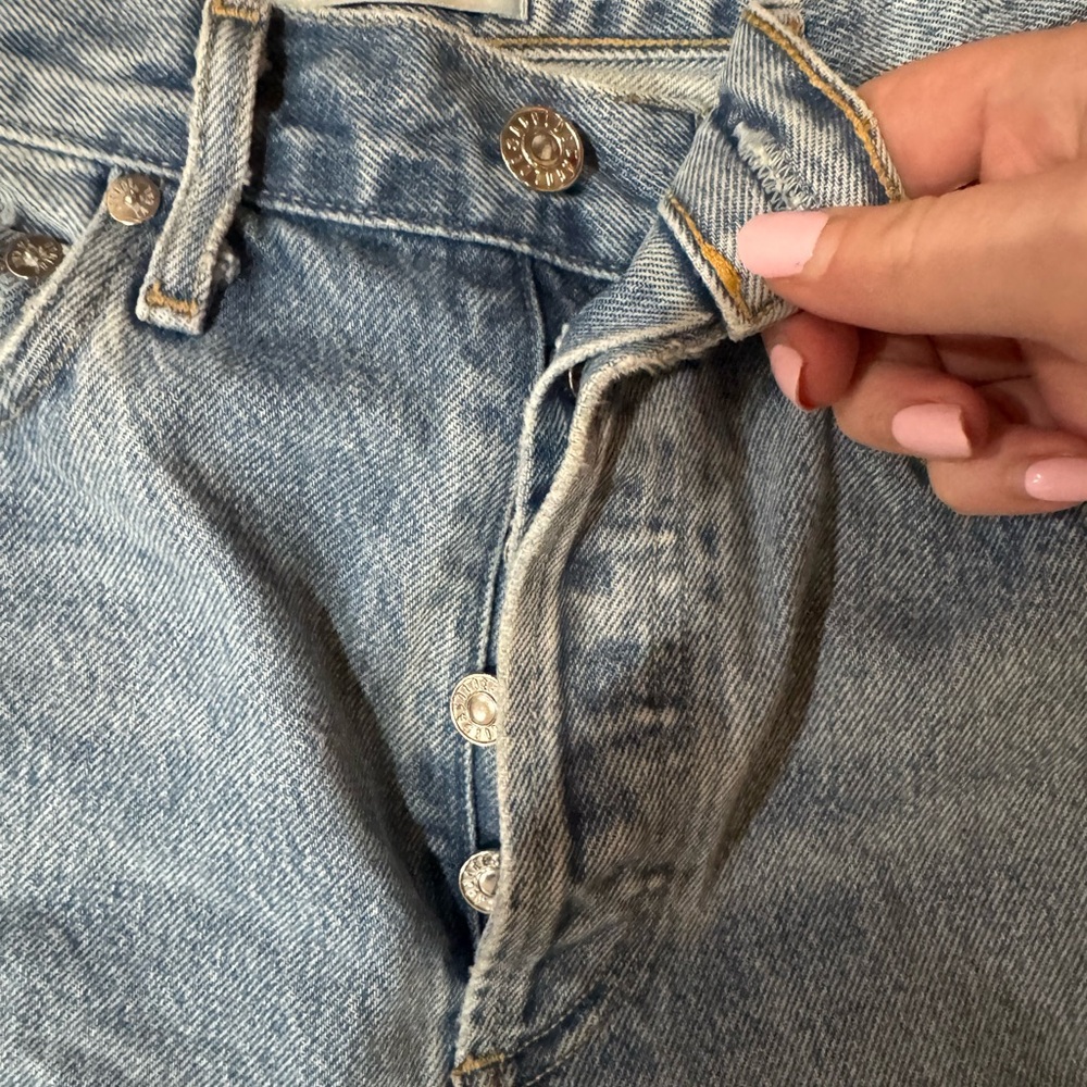 Agolde 90's Mid Rise Loose Distressed Button Fly Jeans Size 24 - Picture 3 of 8